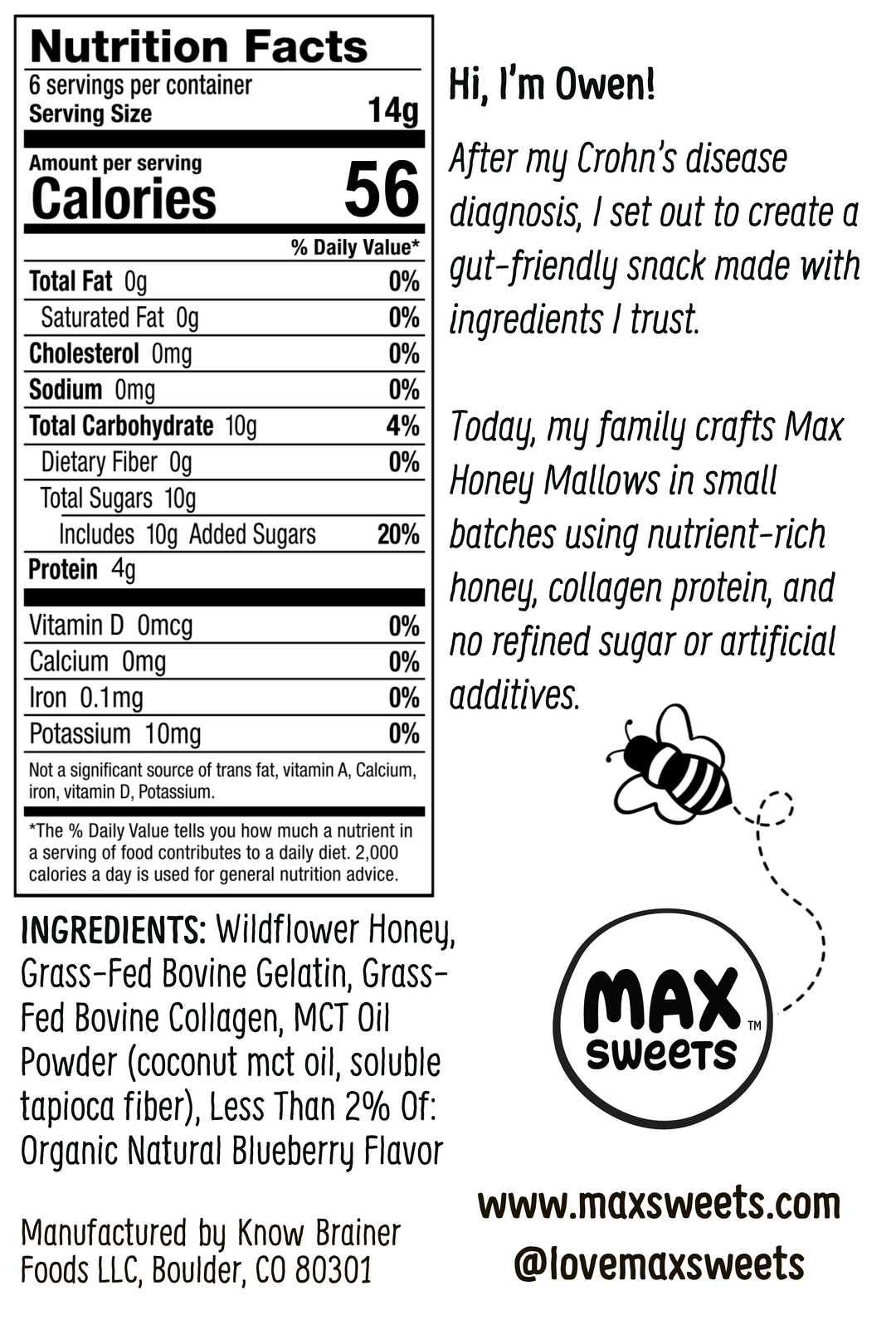 Freeze Dried Blueberry Mini Honey Marshmallows