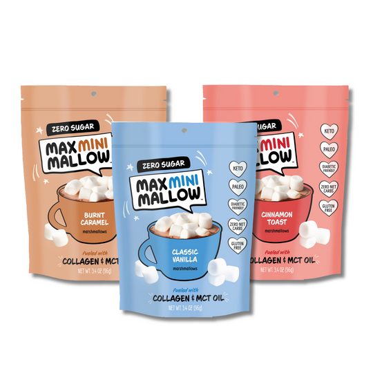 Sugar-Free Mini Marshmallow Variety Pack (Classic Vanilla, Burnt Caramel, and Cinnamon Toast)