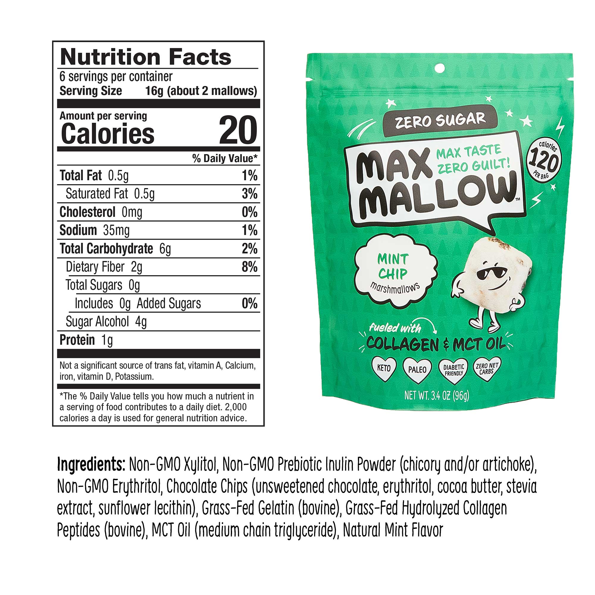 Mint Chip Sugar-Free Marshmallow - Max Sweets